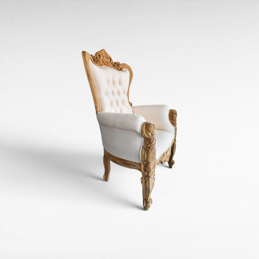CARVED TEAK WOOD RELAX ARMCHAIR WITH UPHOLSTERY W90 |D60 |H130 CM
