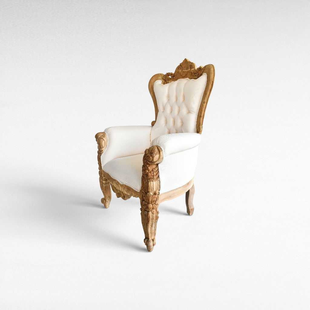 CARVED TEAK WOOD RELAX ARMCHAIR WITH UPHOLSTERY W90 |D60 |H130 CM