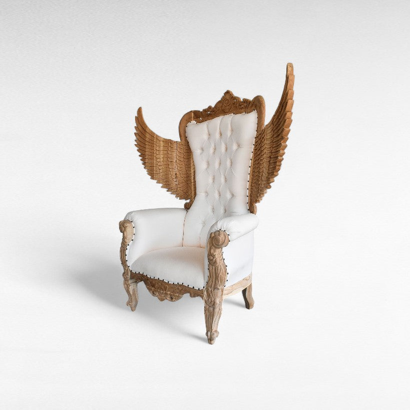 CARVED TEAK WOOD RELAX ARMCHAIR WITH UPHOLSTERY W160 |D70 |H170 cm