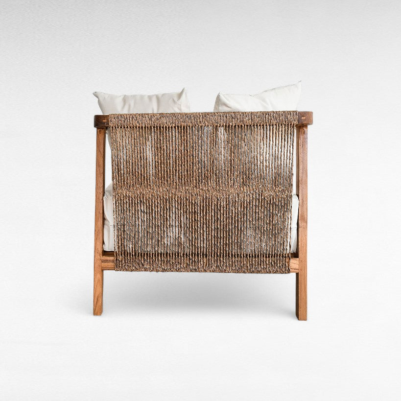 TEAK WOOD RELAX ARMCHAIR WITH SYNTHETIC RAFFIA W80 |D85 |H70 CM
