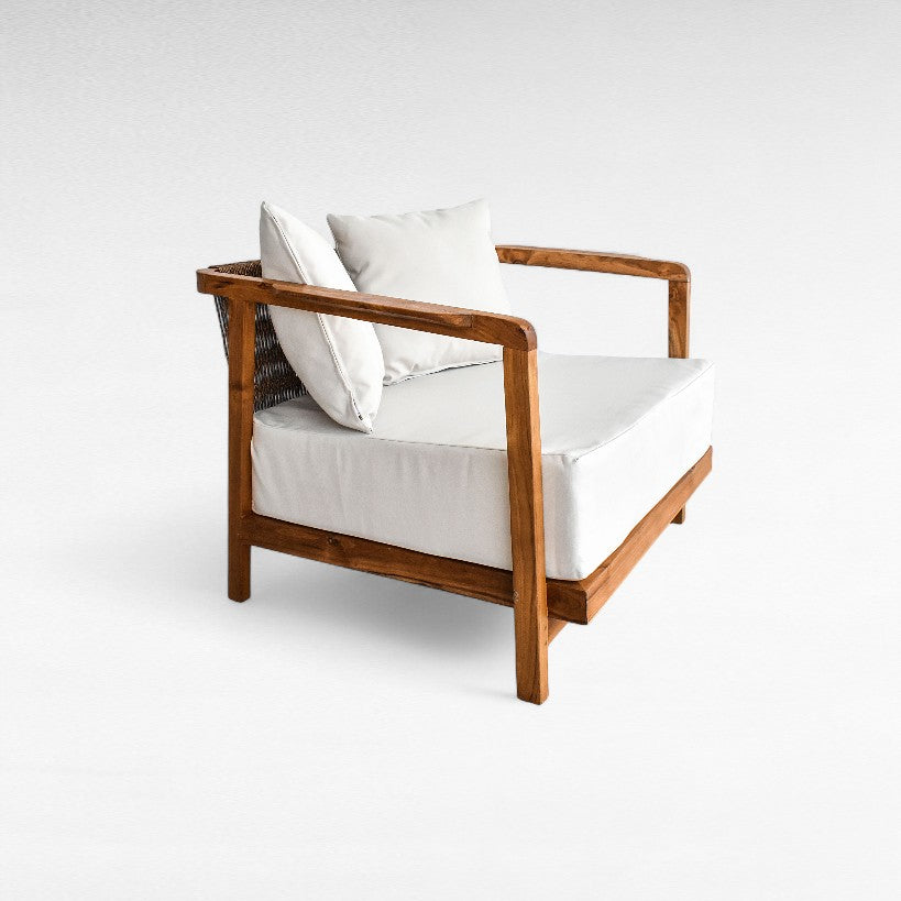 TEAK WOOD RELAX ARMCHAIR WITH SYNTHETIC RAFFIA W80 |D85 |H70 CM