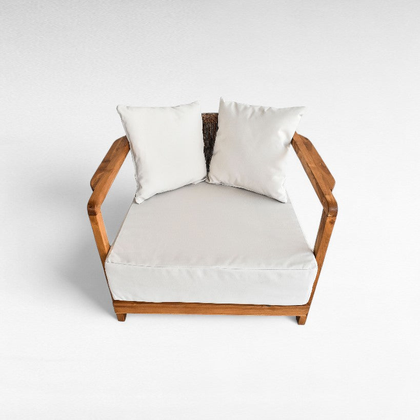 TEAK WOOD RELAX ARMCHAIR WITH SYNTHETIC RAFFIA W80 |D85 |H70 CM