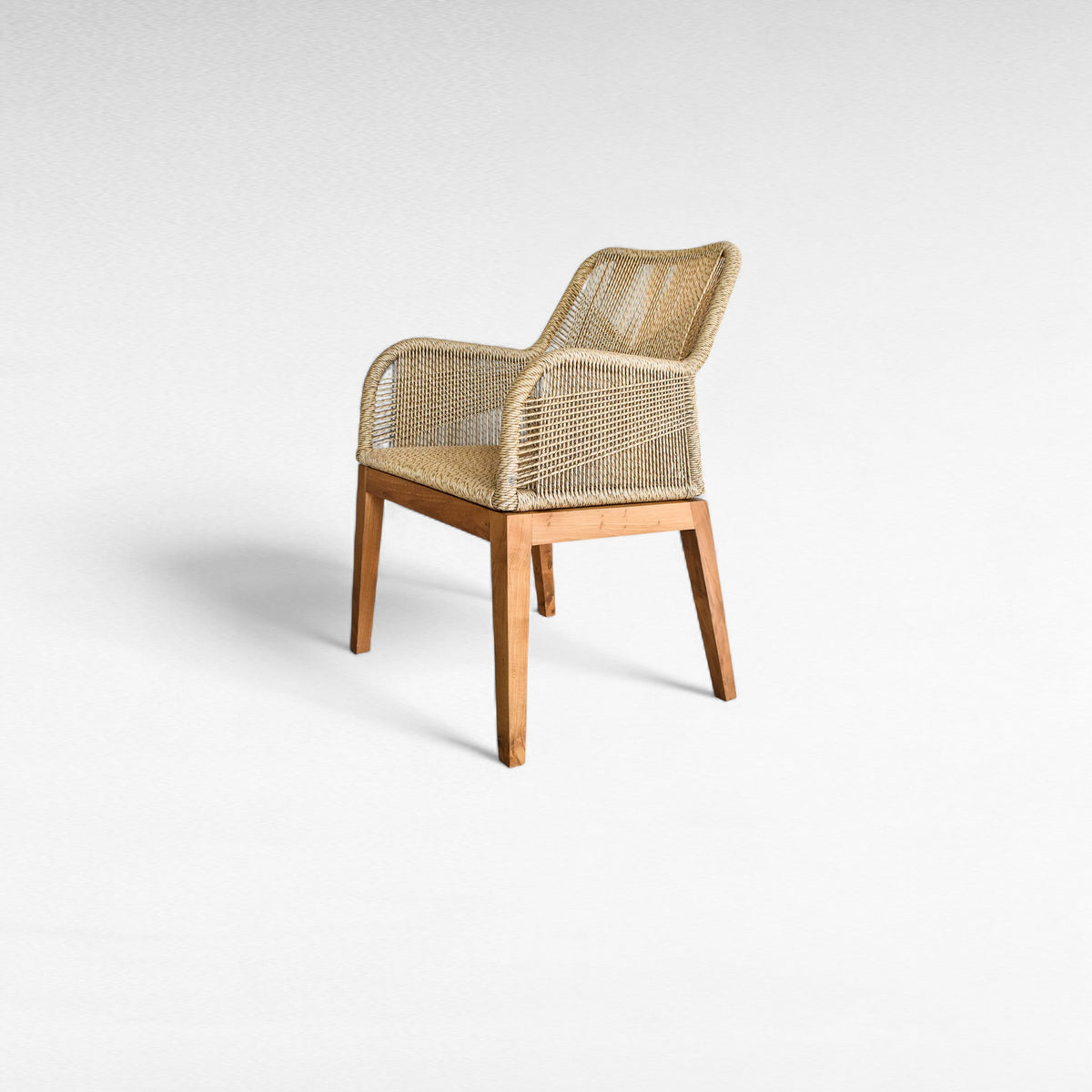TEAK WOOD DINING ARMCHAIR WITH SYNTHETIC RAFFIA W50 |D55 |H90 CM