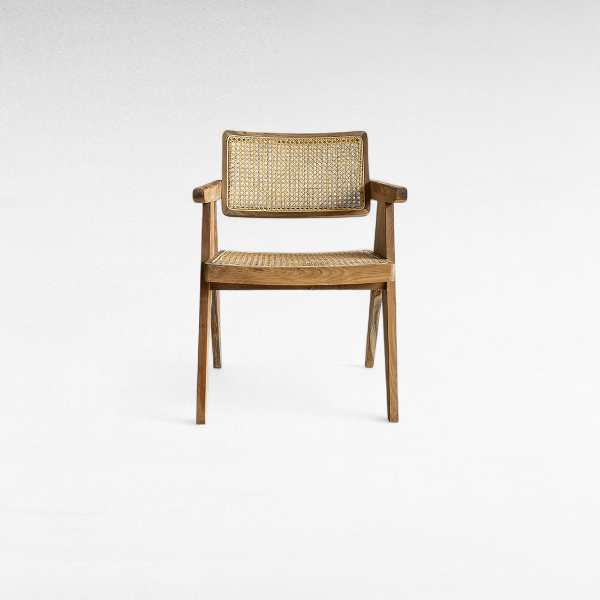 TEAK WOOD DINING ARMCHAIR WITH WOVEN CANE W50 |D55 |H80 CM