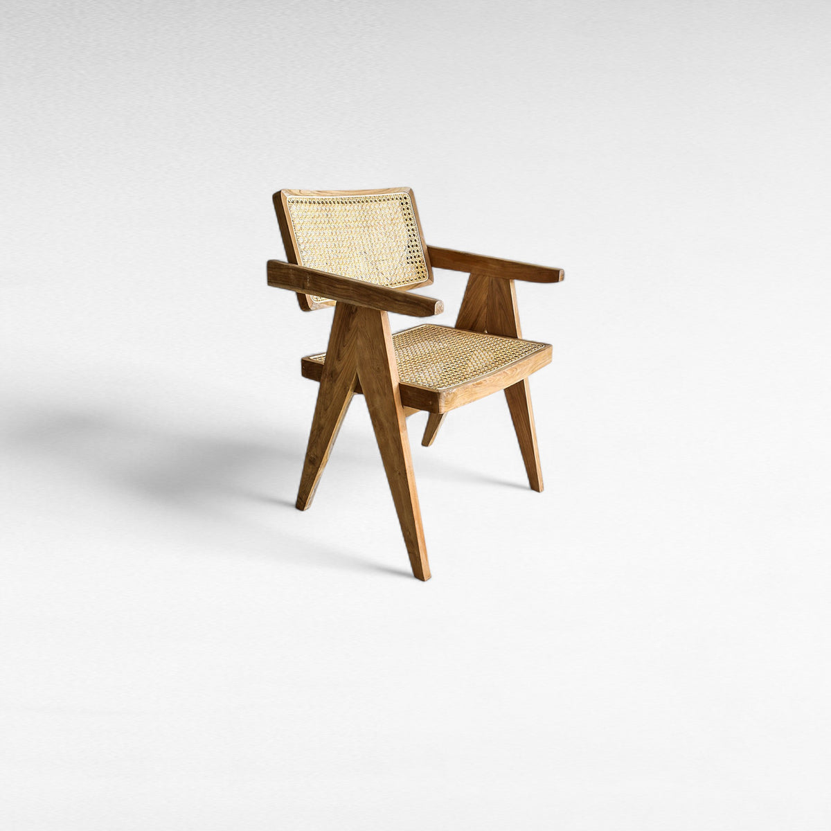 TEAK WOOD DINING ARMCHAIR WITH WOVEN CANE W50 |D55 |H80 CM