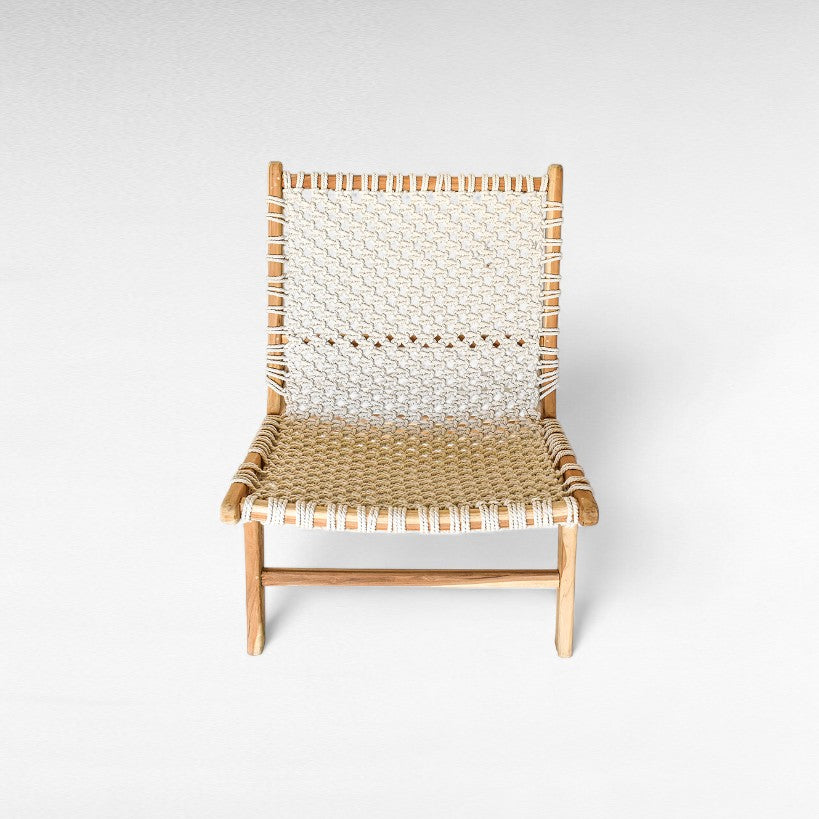 TEAK WOOD RELAX CHAIR WITH MACRAME ROPE W60 |D90 |H65 CM