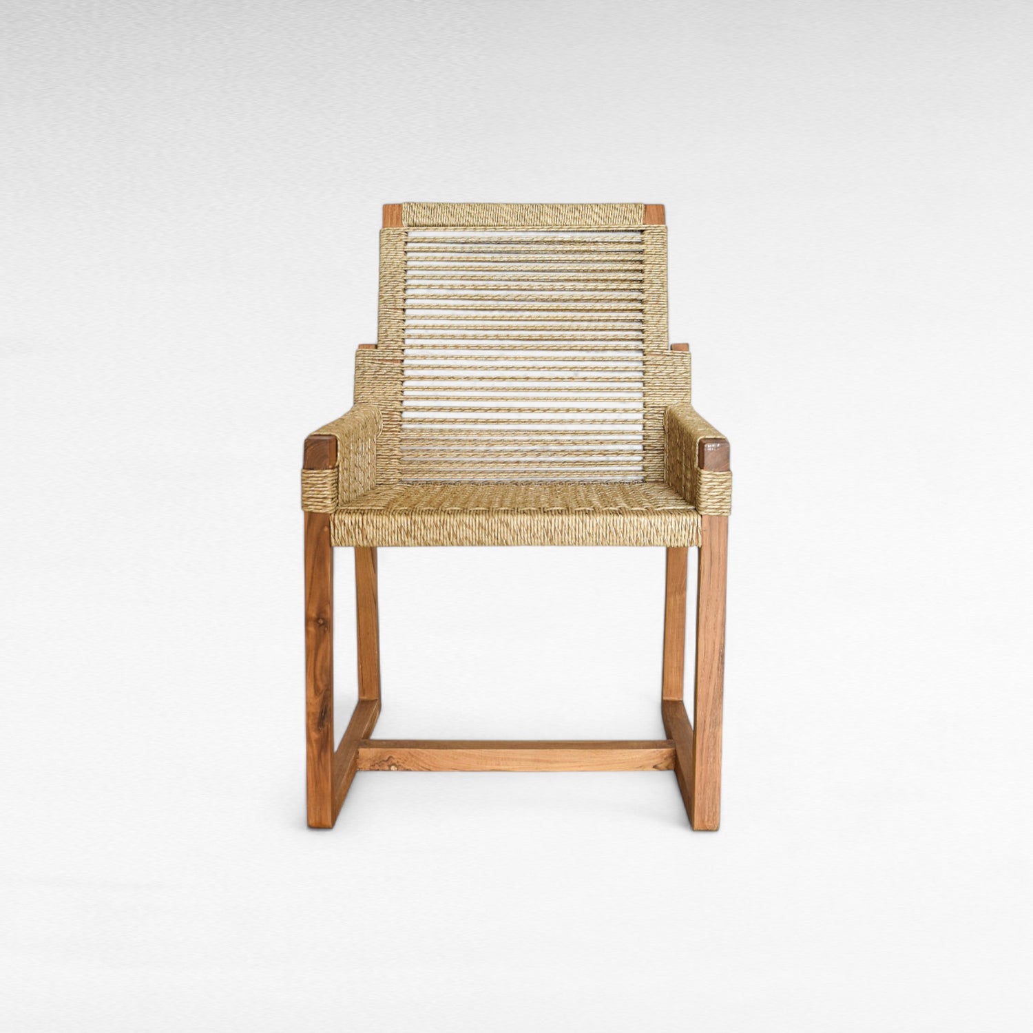 TEAK WOOD DINING ARMCHAIR WITH SYNTHETIC RAFFIA W60 |D60 |H90 CM
