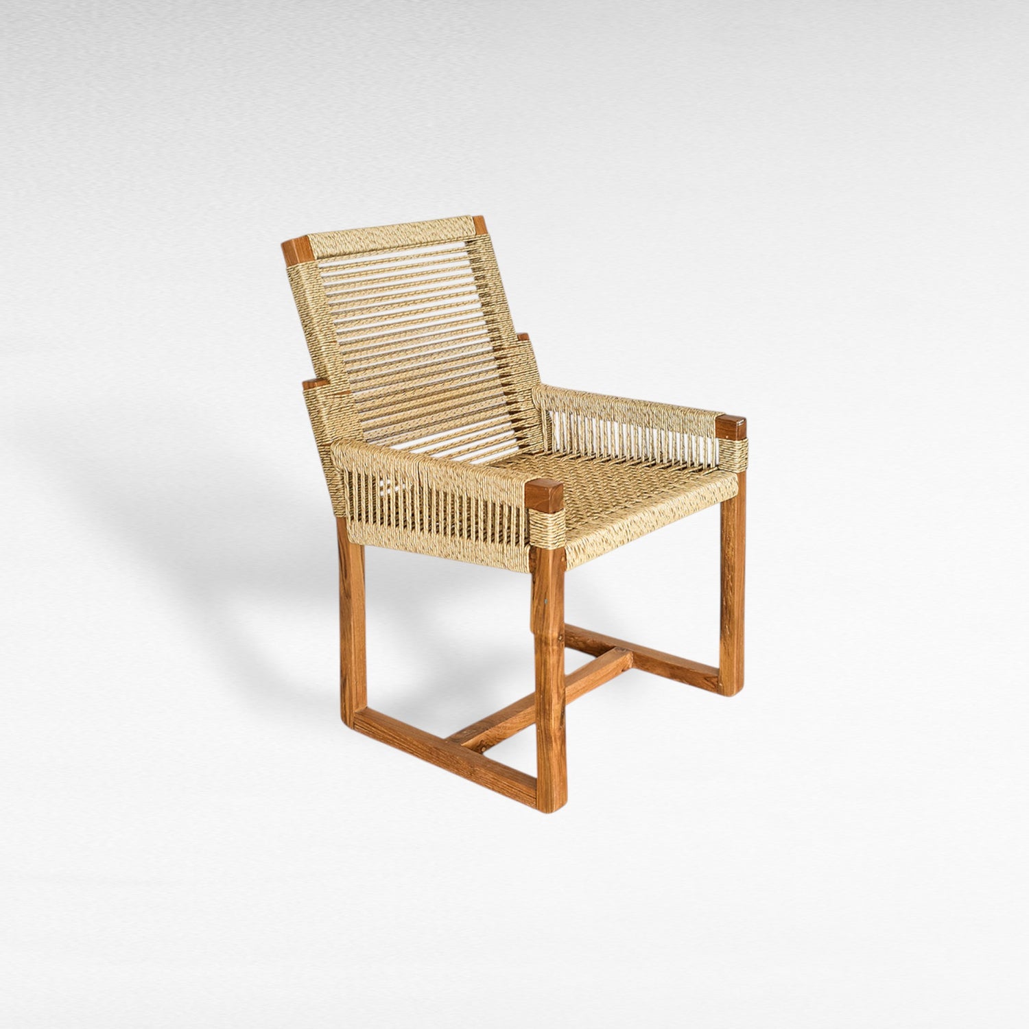 TEAK WOOD DINING ARMCHAIR WITH SYNTHETIC RAFFIA W60 |D60 |H90 CM