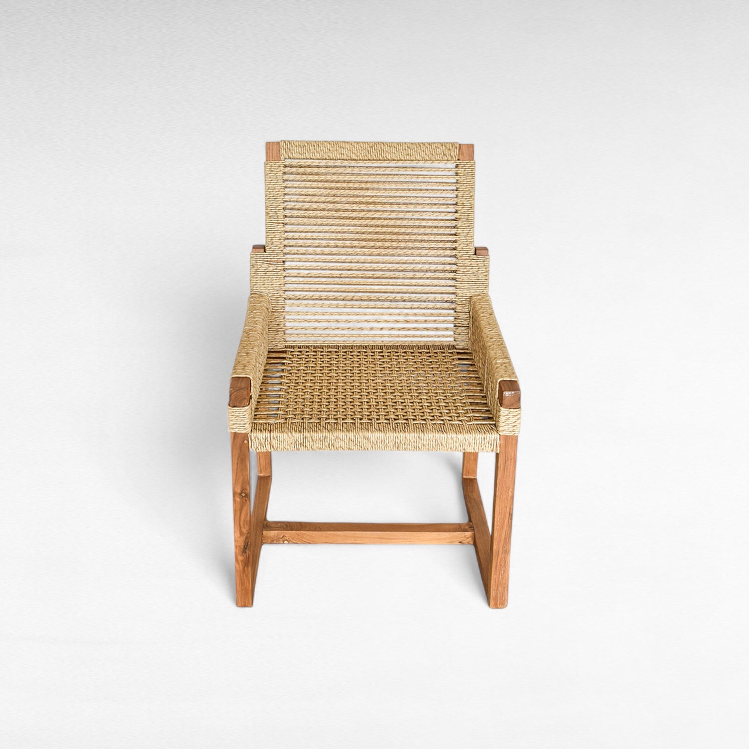 TEAK WOOD DINING ARMCHAIR WITH SYNTHETIC RAFFIA W60 |D60 |H90 CM