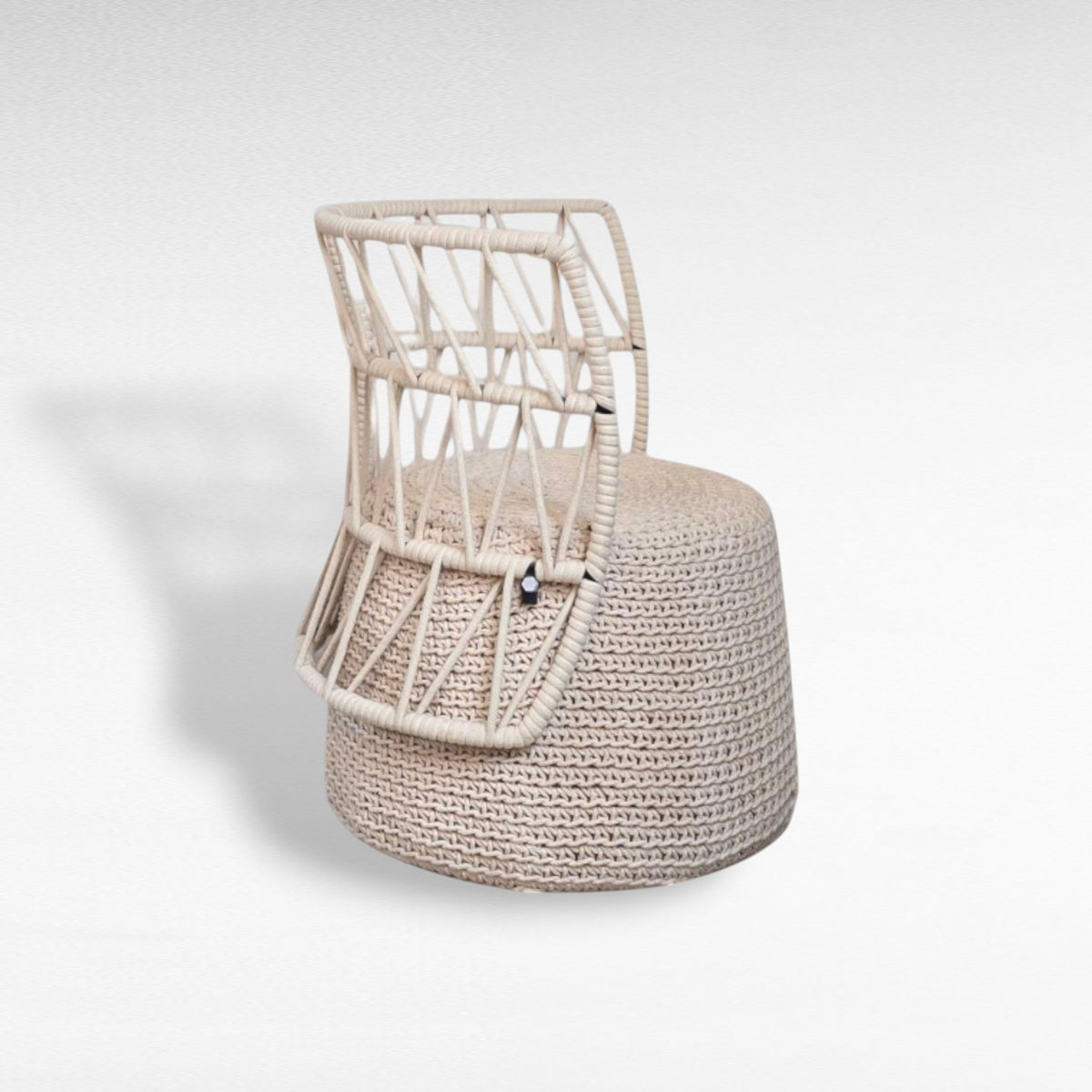 IRON FRAME DINING CHAIR WITH COTTON ROPE W55 |D55 |H85 CM