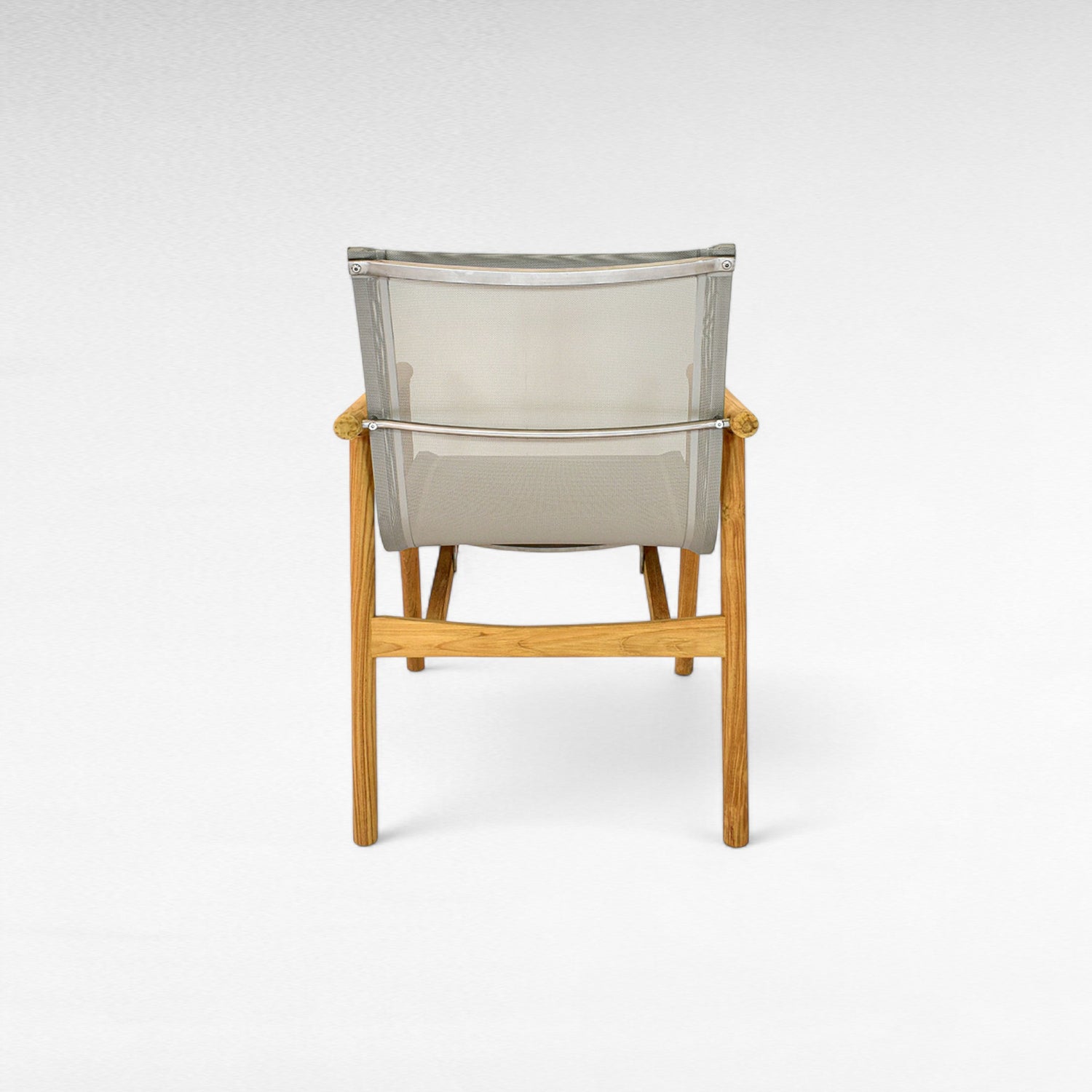 TEAK WOOD DINING ARMCHAIR WITH PVC MESH FABRIC W59 |D69 |H90 CM