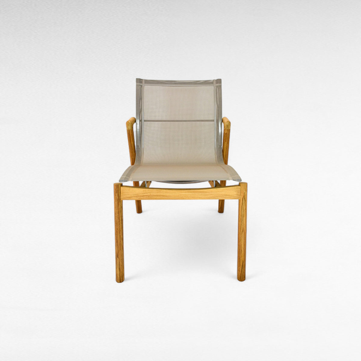 TEAK WOOD DINING CHAIR WITH PVC MESH FABRIC W60 |D70 |H90 CM