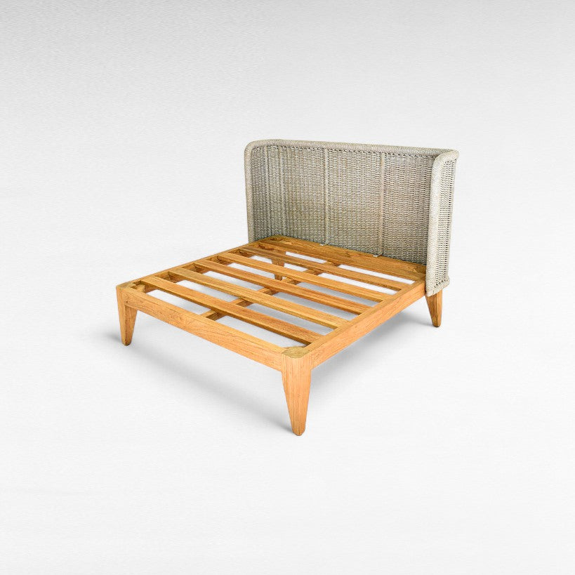 TEAK WOOD RELAX CHAIR WITH ALUMINIUM PARTS AND SYNTHETIC ROPE W98 |D90 |H70 CM