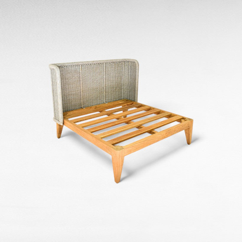 TEAK WOOD RELAX CHAIR WITH ALUMINIUM PARTS AND SYNTHETIC ROPE W98 |D90 |H70 CM
