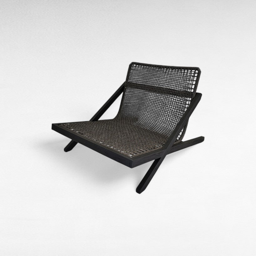 TEAK WOOD RELAX CHAIR WITH ALUMINIUM FRAME AND ROPE W90 |D106 |H77 CM