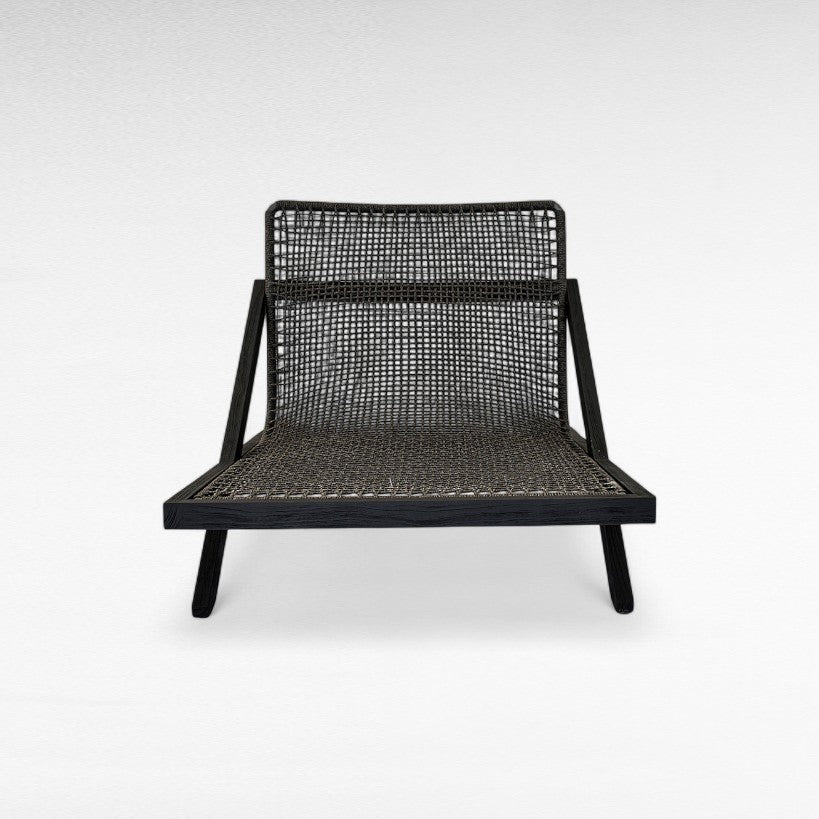 TEAK WOOD RELAX CHAIR WITH ALUMINIUM FRAME AND ROPE W90 |D106 |H77 CM