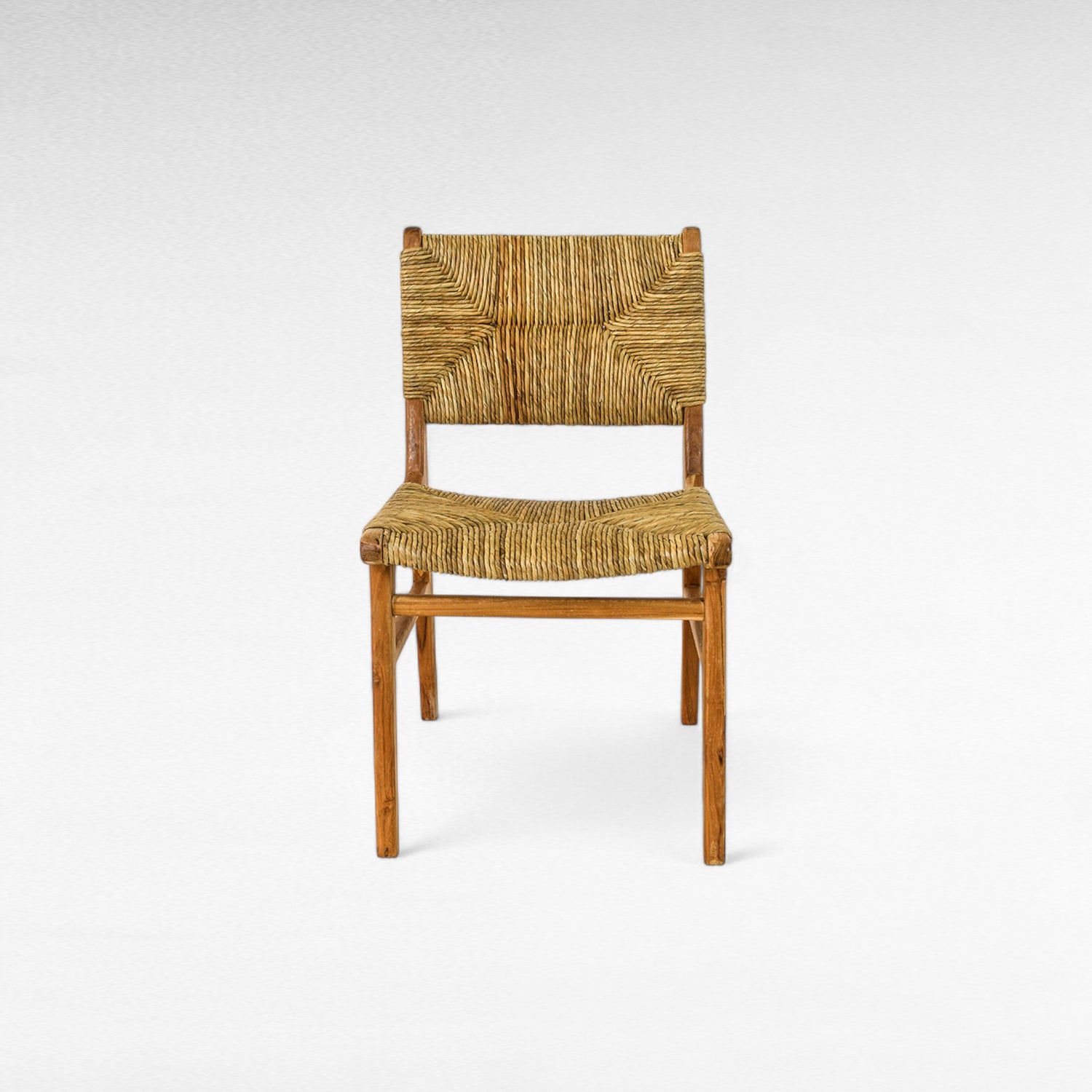 TEAK WOOD DINING CHAIR WITH NATURAL RAFFIA W51 |D52 |H82 CM