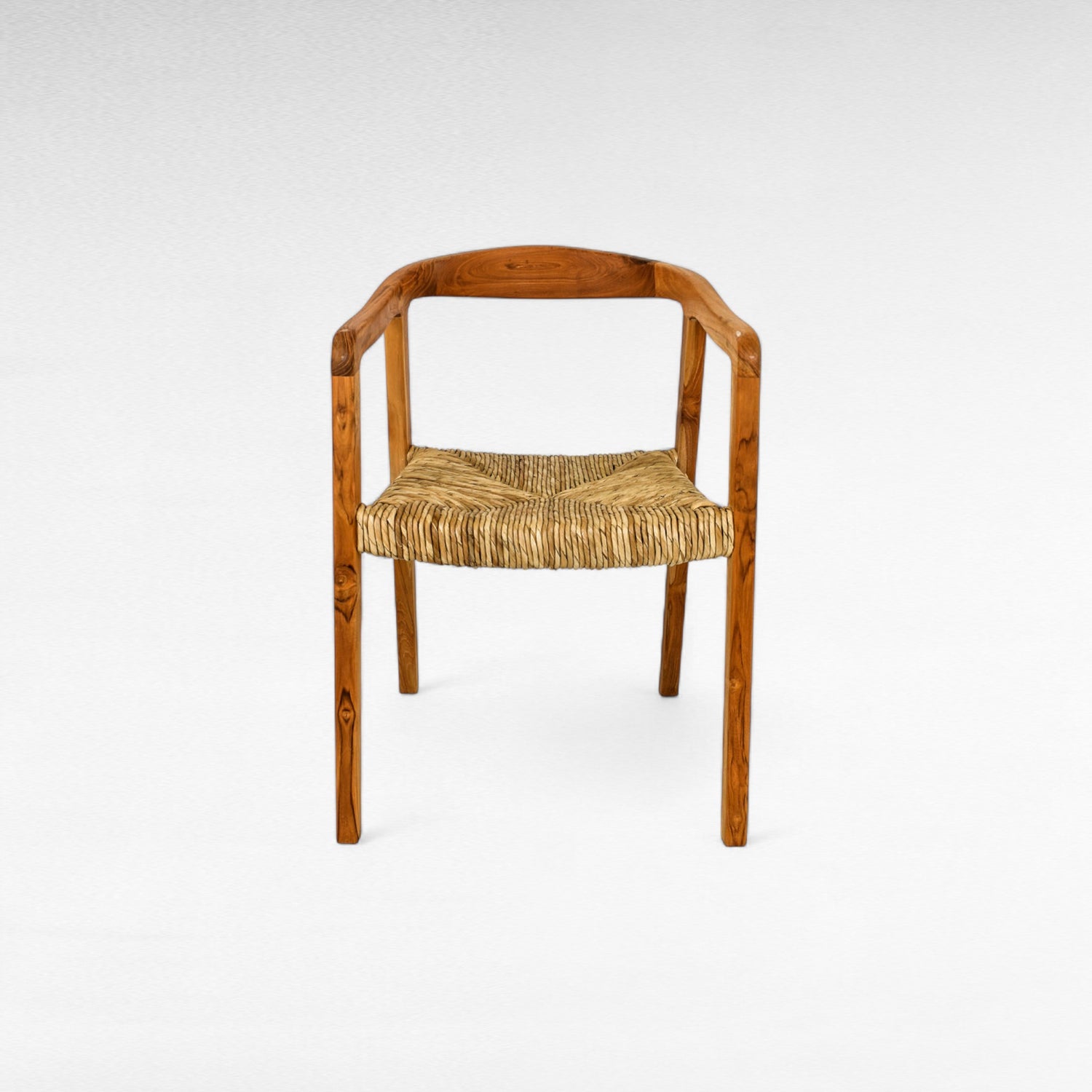 TEAK WOOD DINING CHAIR WITH NATURAL RAFFIA W53 |D52 |H72 CM