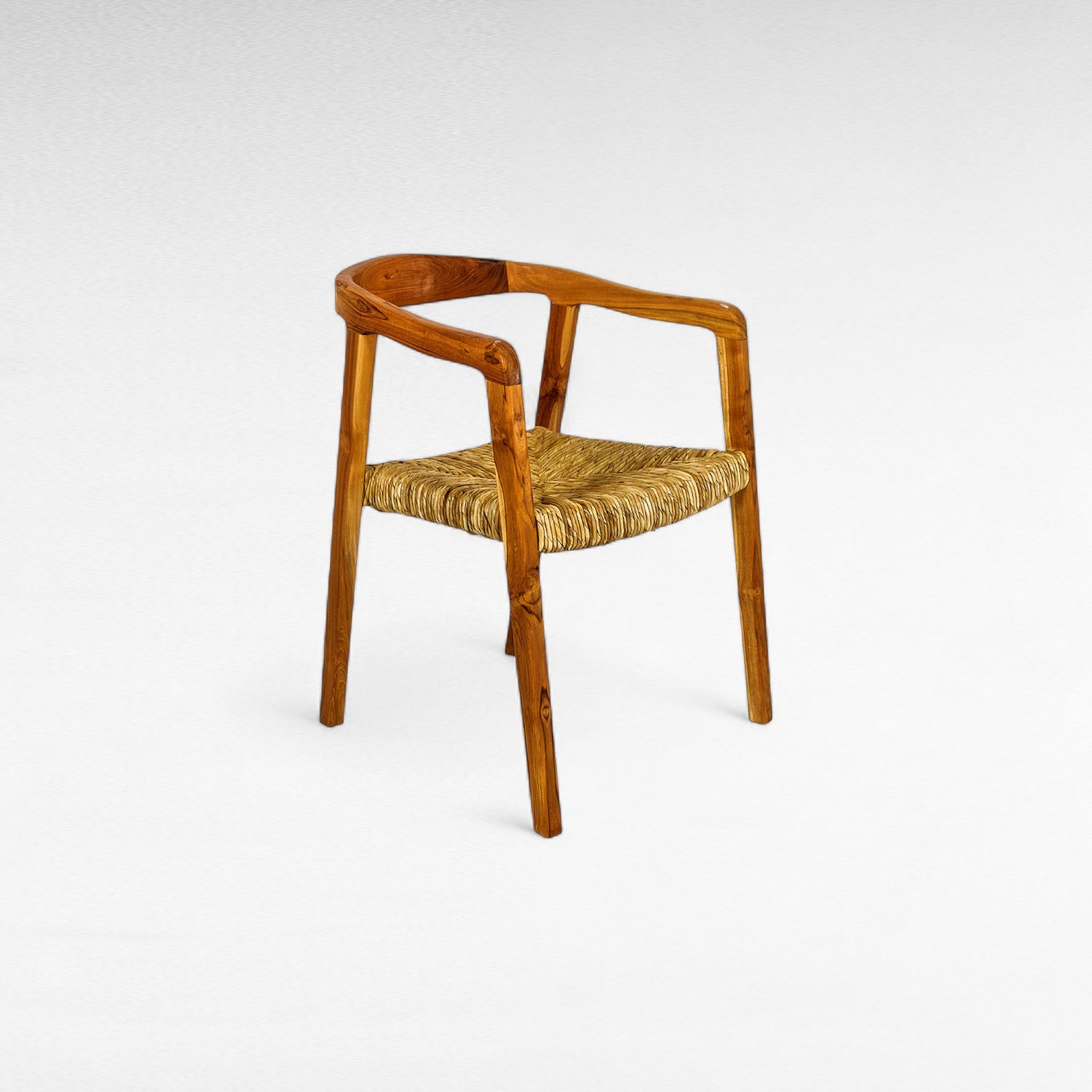 TEAK WOOD DINING CHAIR WITH NATURAL RAFFIA W53 |D52 |H72 CM