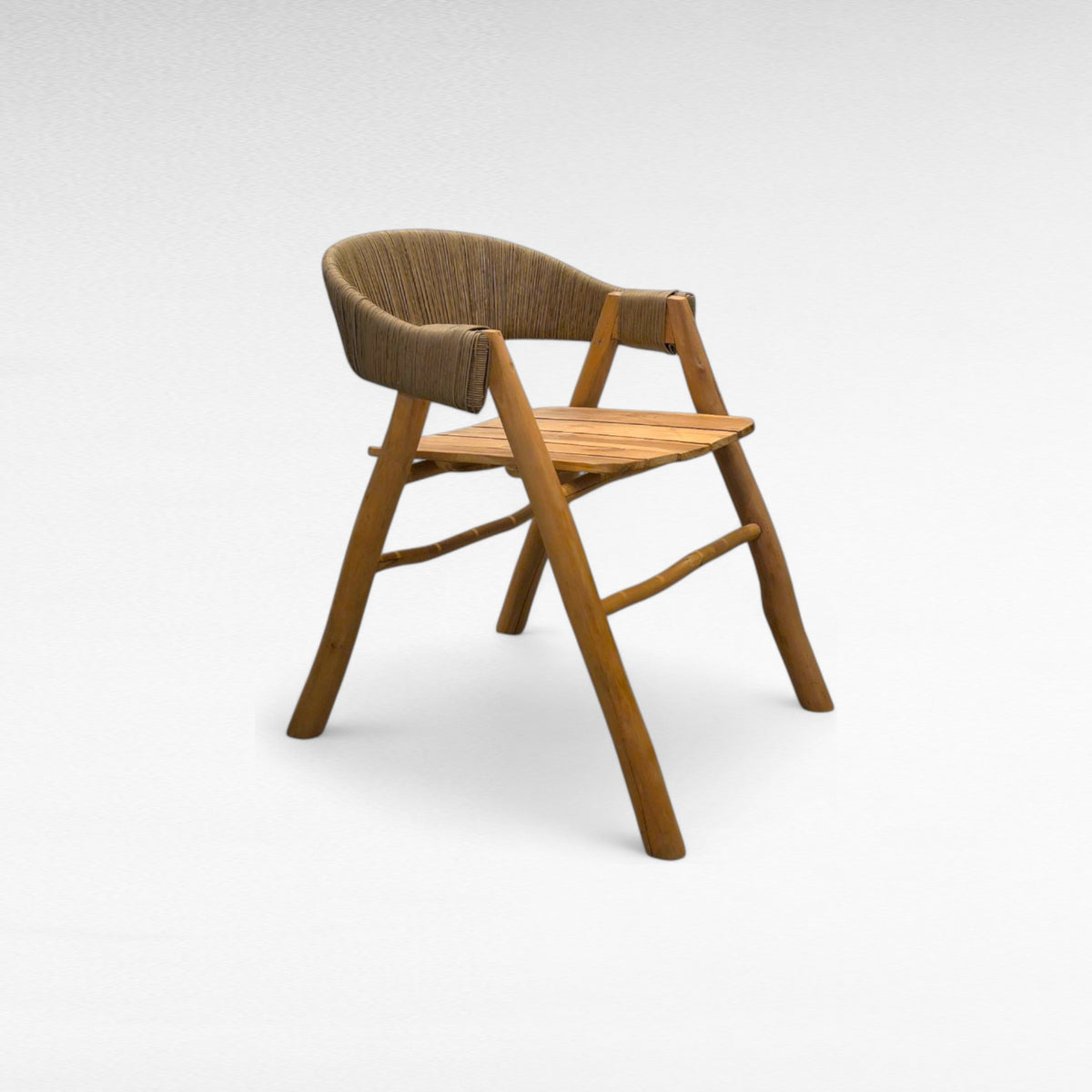 TEAK WOOD DINING CHAIR WITH SYNTHETIC RAFFIA W55 |D57 |H78 CM