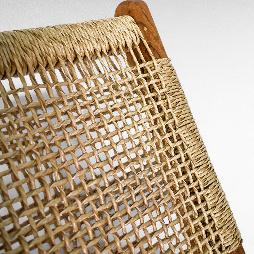 TEAK WOOD RELAX CHAIR WITH SYNTHETIC RAFFIA W60 |D90 |H65 cm