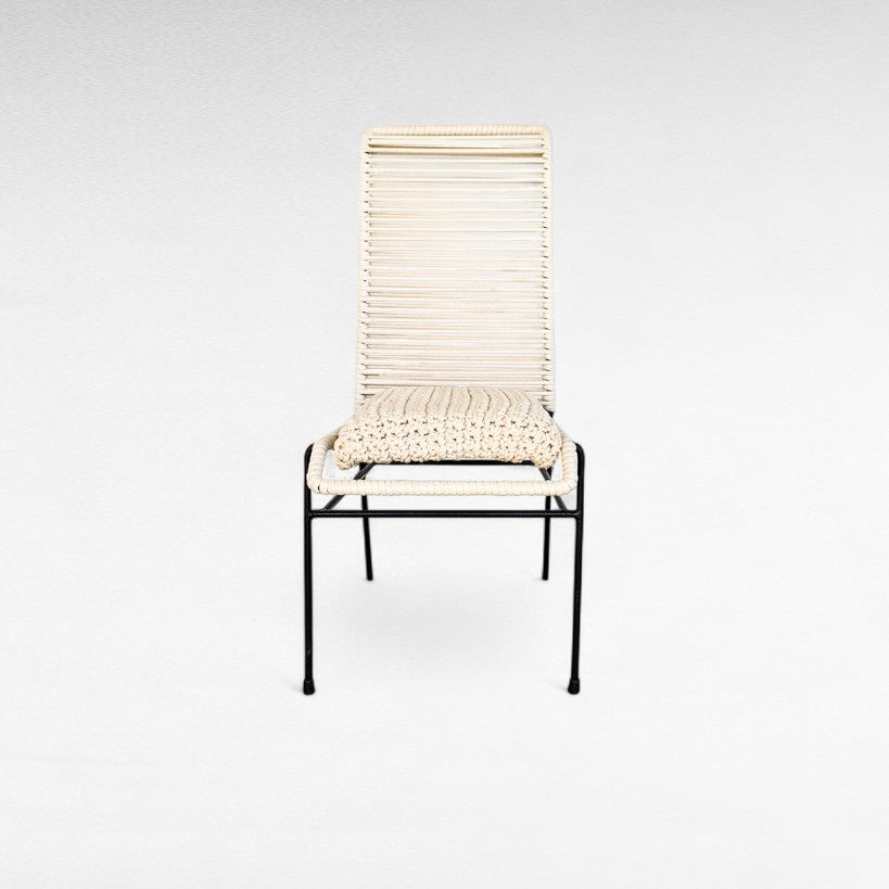IRON FRAME DINING CHAIR WITH COTTON ROPE W52 |D47 |H100 CM