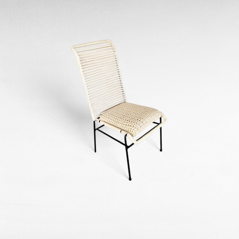 IRON FRAME DINING CHAIR WITH COTTON ROPE W52 |D47 |H100 CM