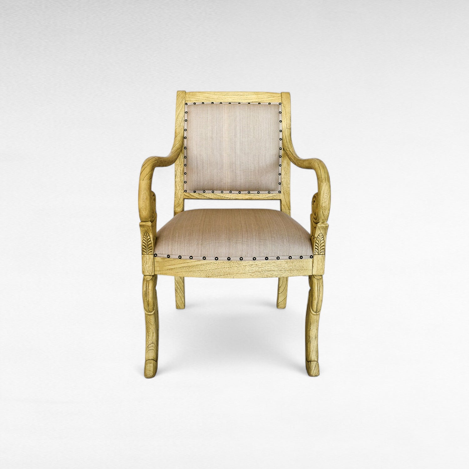 OLIVE COLOR CEDAR WOOD DINING CHAIR WITH UPHOLSTERY W59 |D59 |H95 CM