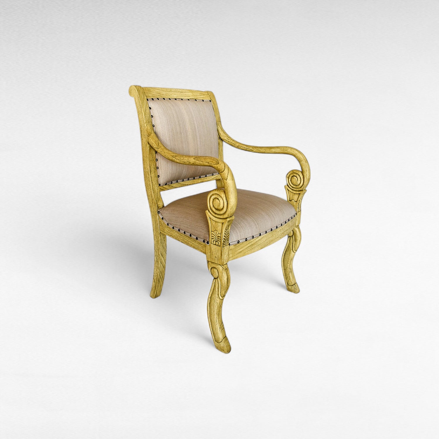 OLIVE COLOR CEDAR WOOD DINING CHAIR WITH UPHOLSTERY W59 |D59 |H95 CM