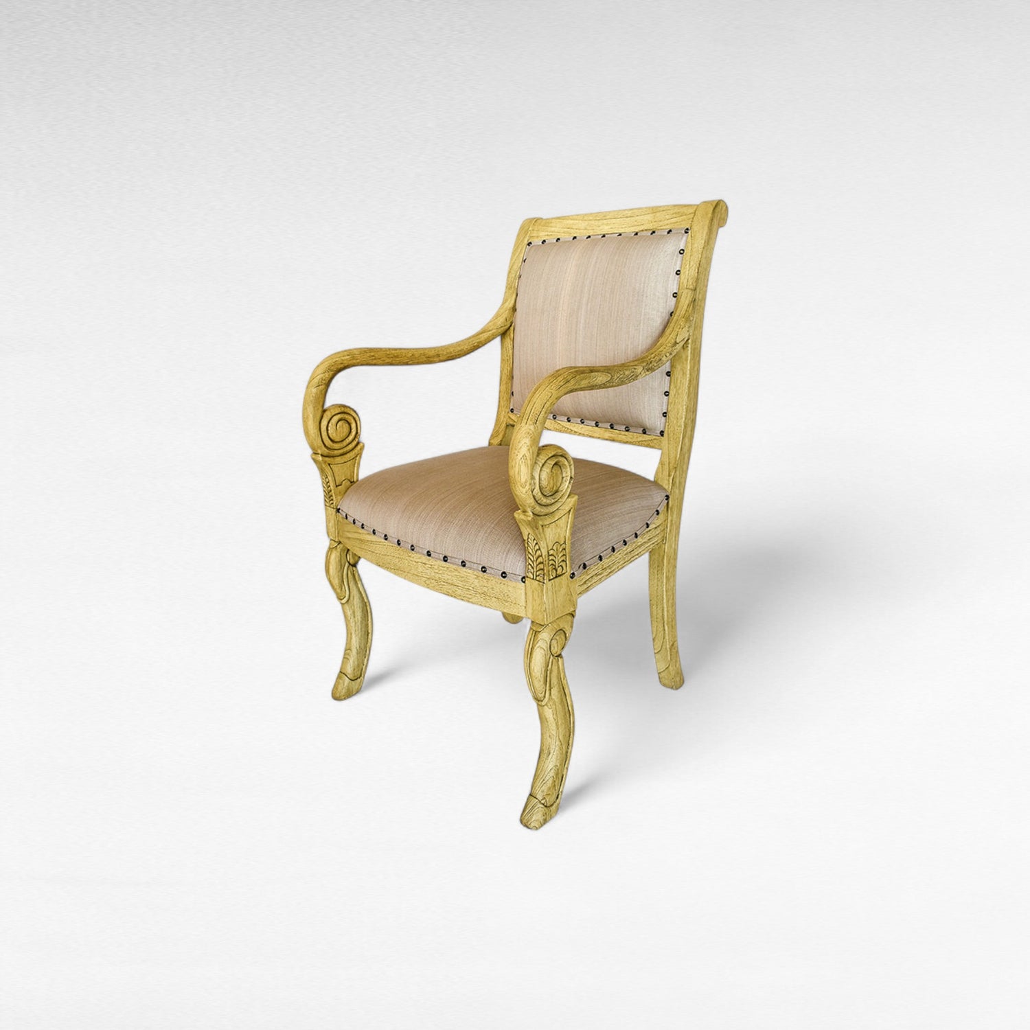 OLIVE COLOR CEDAR WOOD DINING CHAIR WITH UPHOLSTERY W59 |D59 |H95 CM