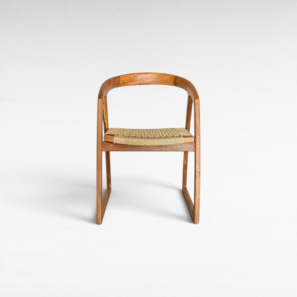 TEAK WOOD CHAIR WITH SYNTHETIC RAFFIA W55 |D55 |H76 CM