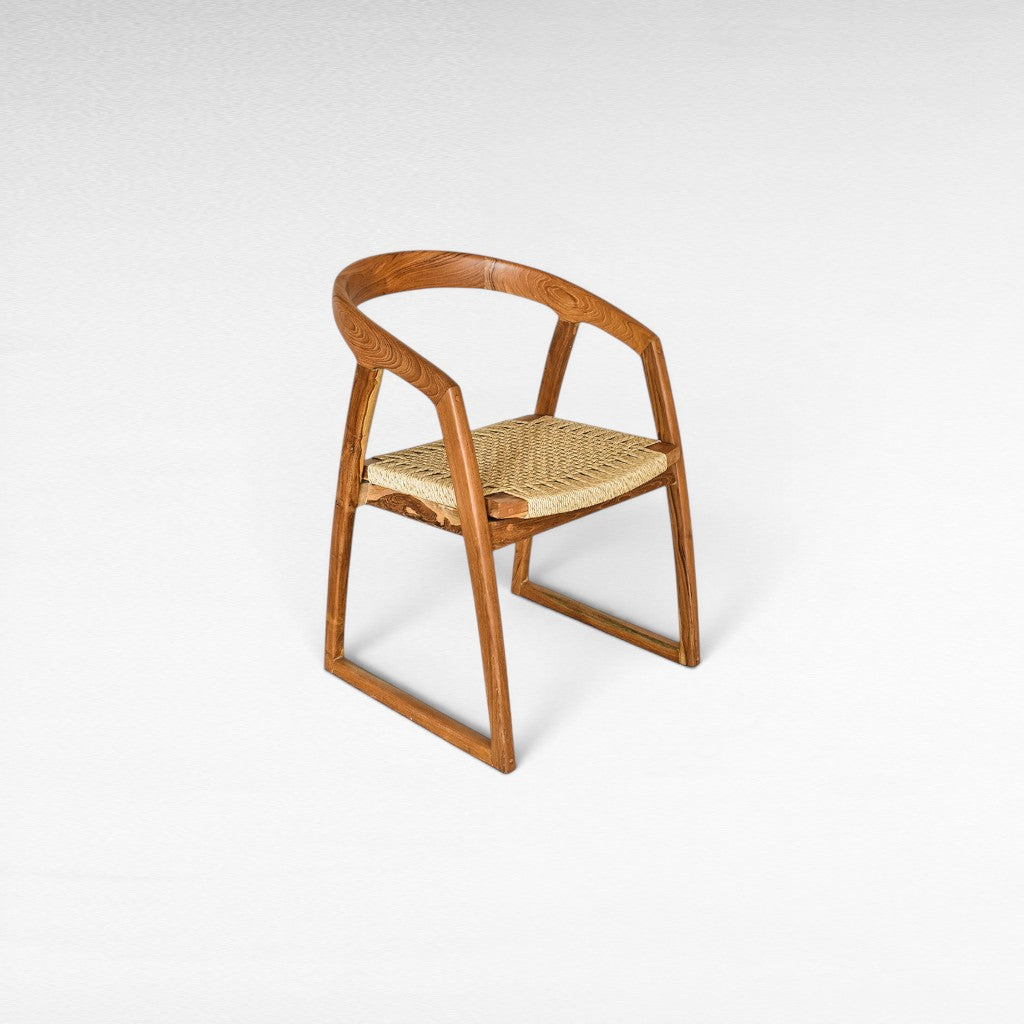 TEAK WOOD CHAIR WITH SYNTHETIC RAFFIA W55 |D55 |H76 CM