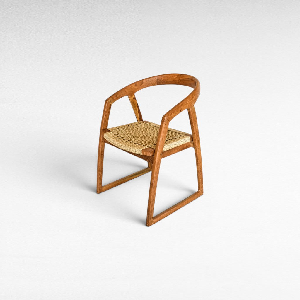 TEAK WOOD CHAIR WITH SYNTHETIC RAFFIA W55 |D55 |H76 CM