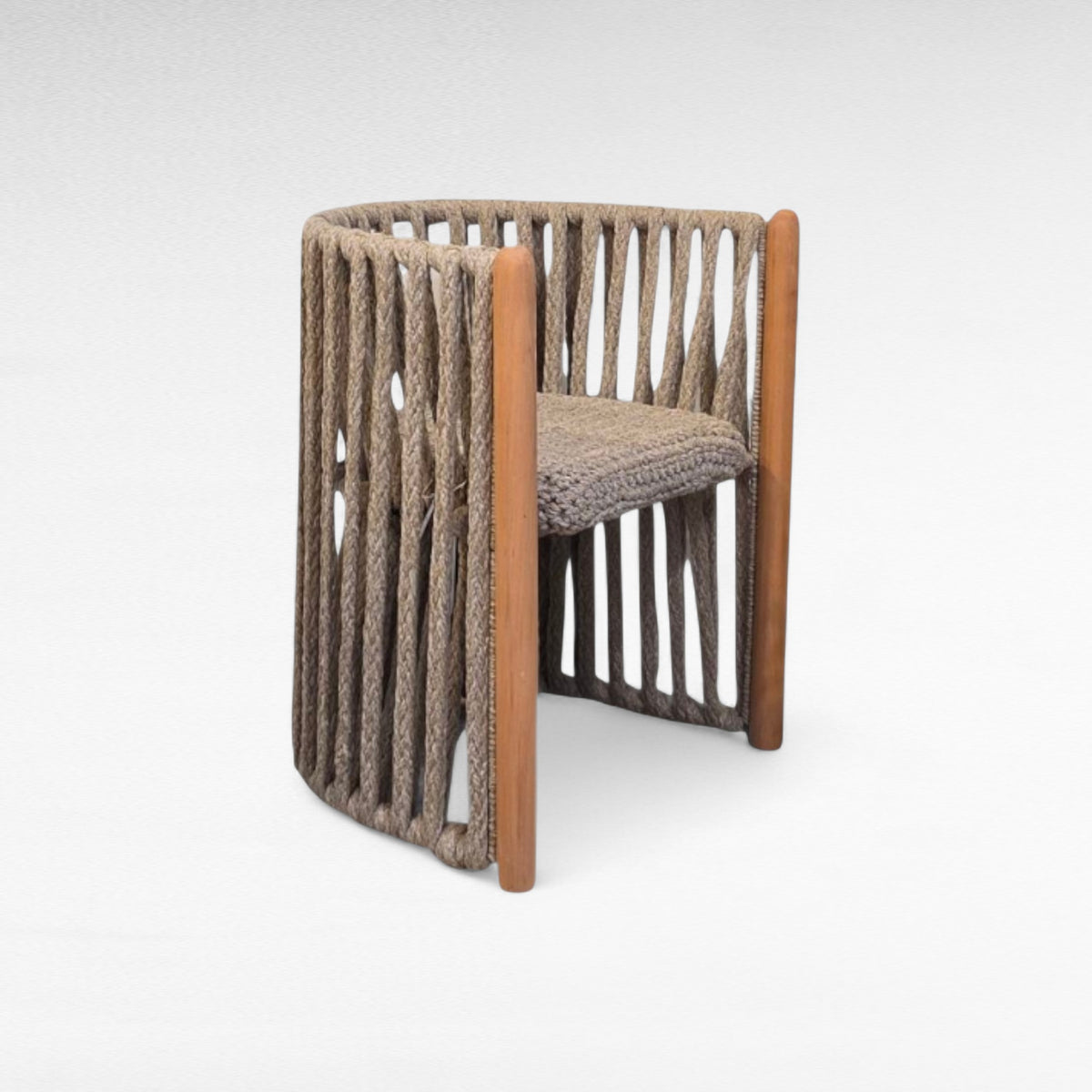 OAK WOOD DINING CHAIR WITH THICK COTTON ROPE W62 |D54 |H74 CM