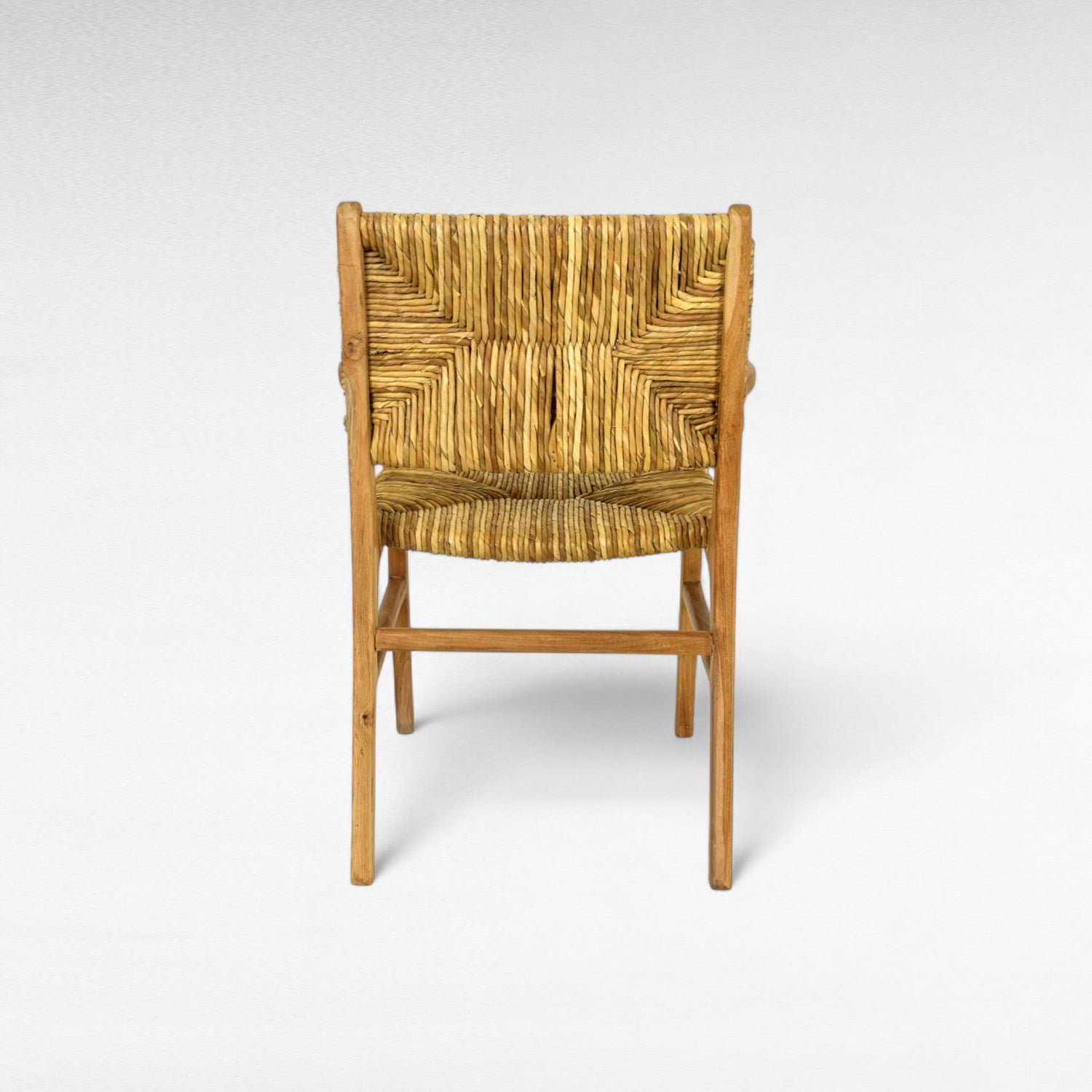 TEAK WOOD DINING ARMCHAIR WITH NATURAL RAFFIA W59 |D54 |H87 CM