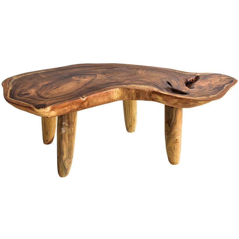 SUAR WOOD COFFEE TABLE W/ GLASS - Chora Mykonos