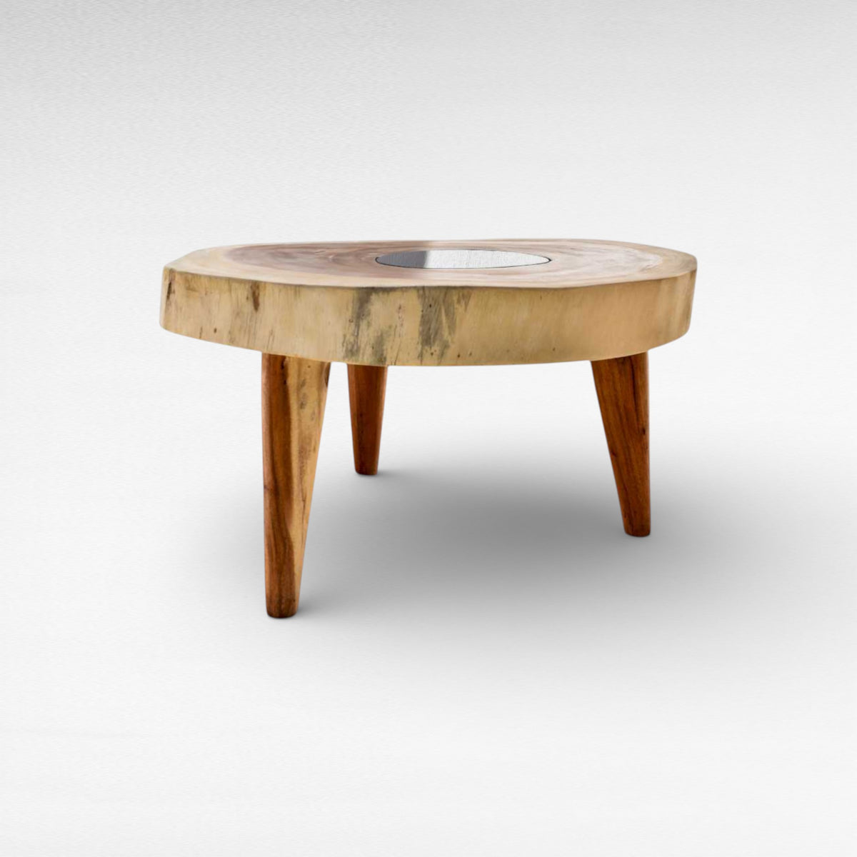 COFFEE TABLE SUAR WOOD & GLASS NATURAL W80 |D70 |H45 CM