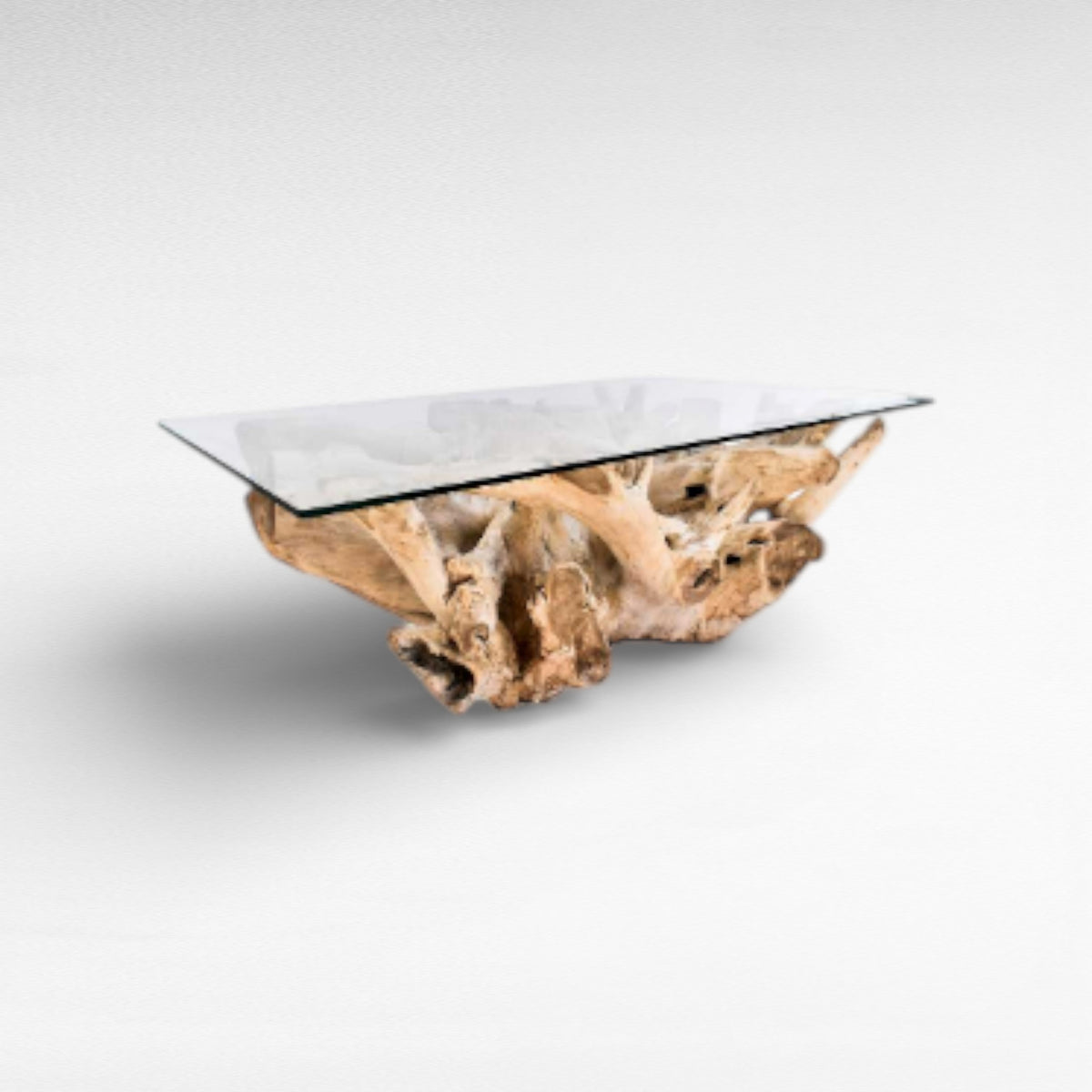 COFFEE TABLE TEAK WOOD & GLASS NATURAL W130 |D85 |H45 CM