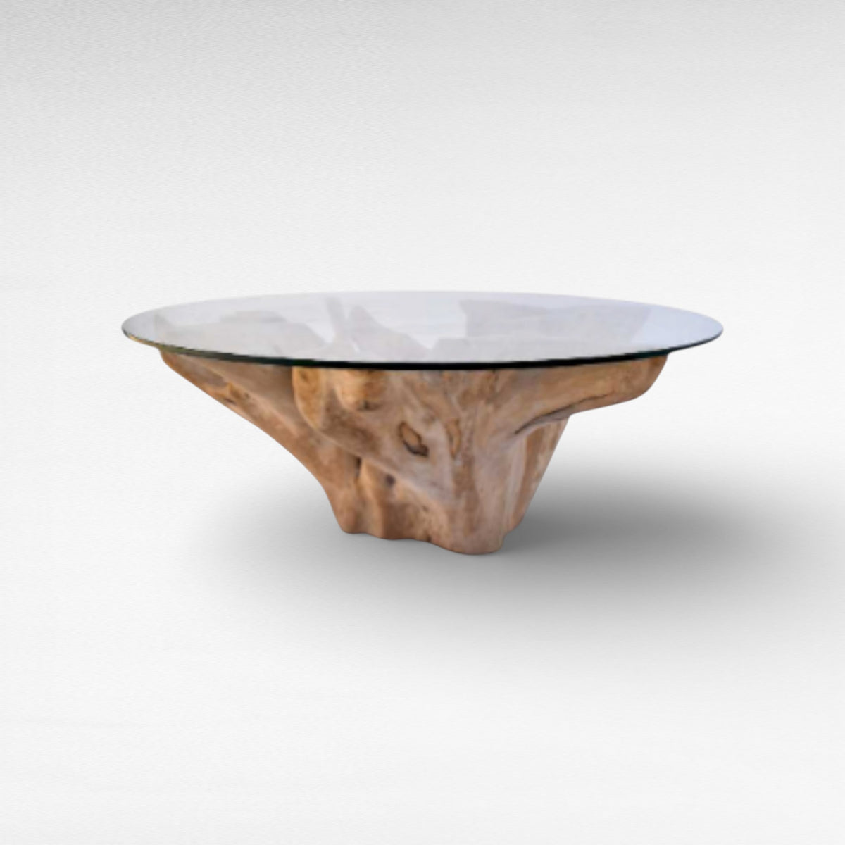 COFFEE TABLE TEAK WOOD & GLASS NATURAL W110 |D110 |H45 CM