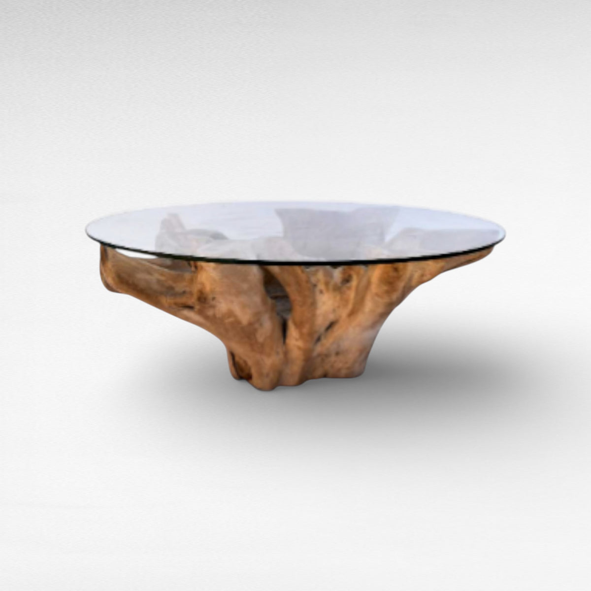 COFFEE TABLE TEAK WOOD & GLASS NATURAL W110 |D110 |H45 CM