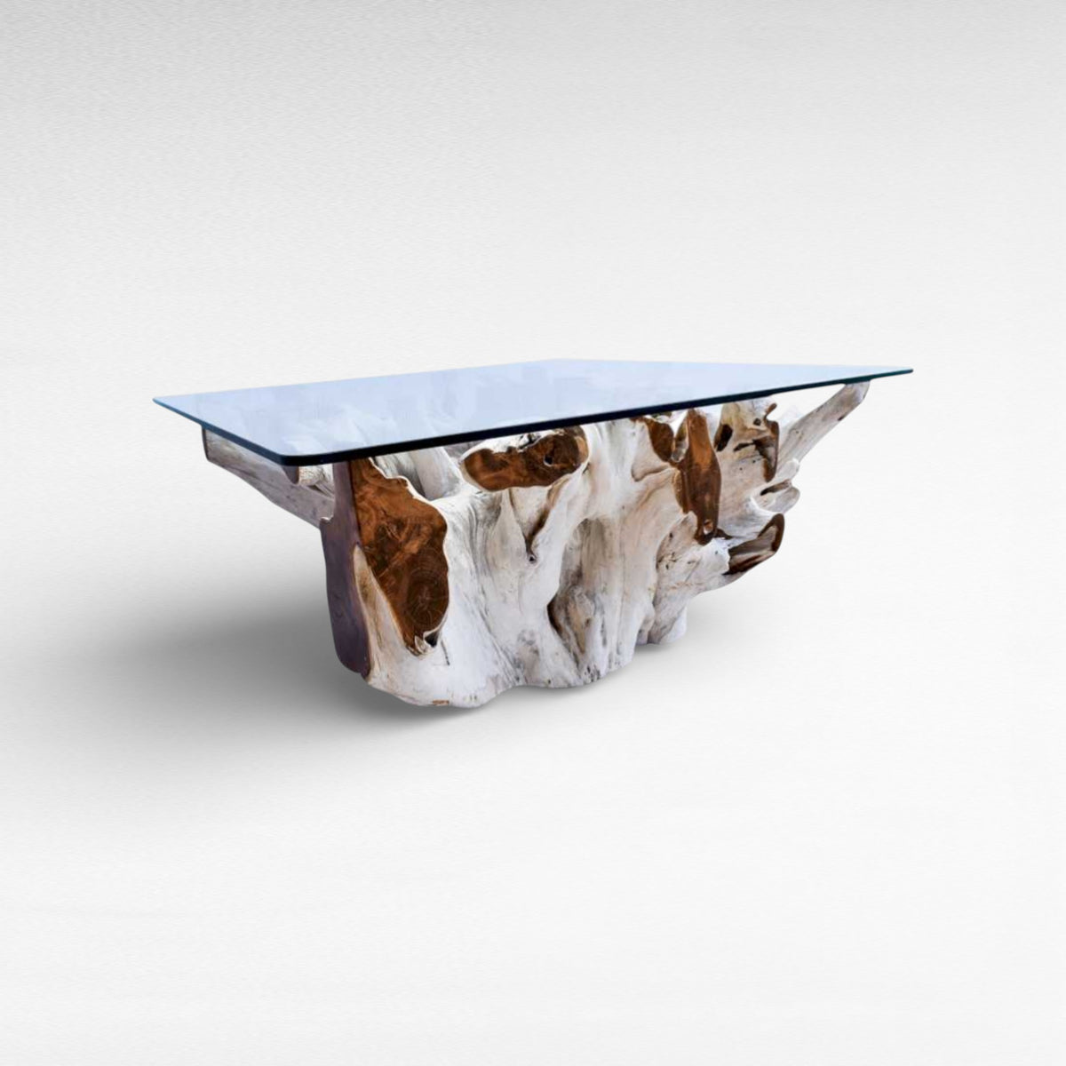 COFFEE TABLE TEAK WOOD NATURAL & BLEACH W110 |D110 |H45 CM