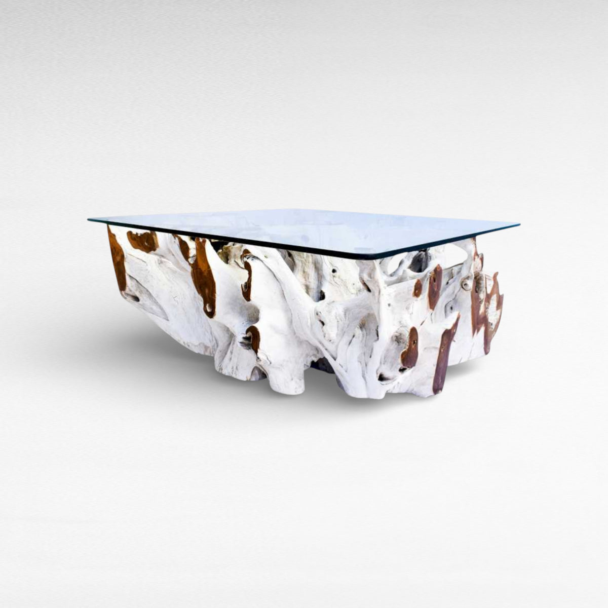 COFFEE TABLE TEAK WOOD NATURAL & BLEACH W110 |D110 |H45 CM