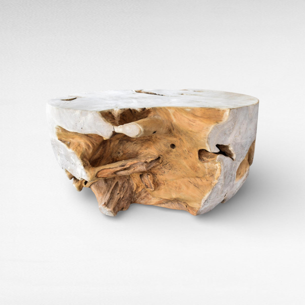 COFFEE TABLE TEAK WOOD BLEACHED W100 |D130 |H45 cm