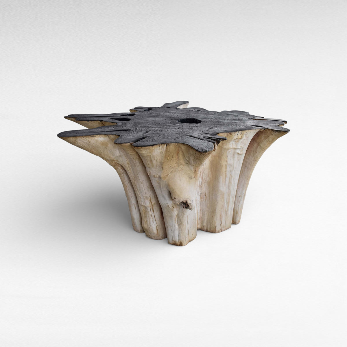 COFFEE TABLE BLEACHED & BLACK W112 |D105 |H47 cm