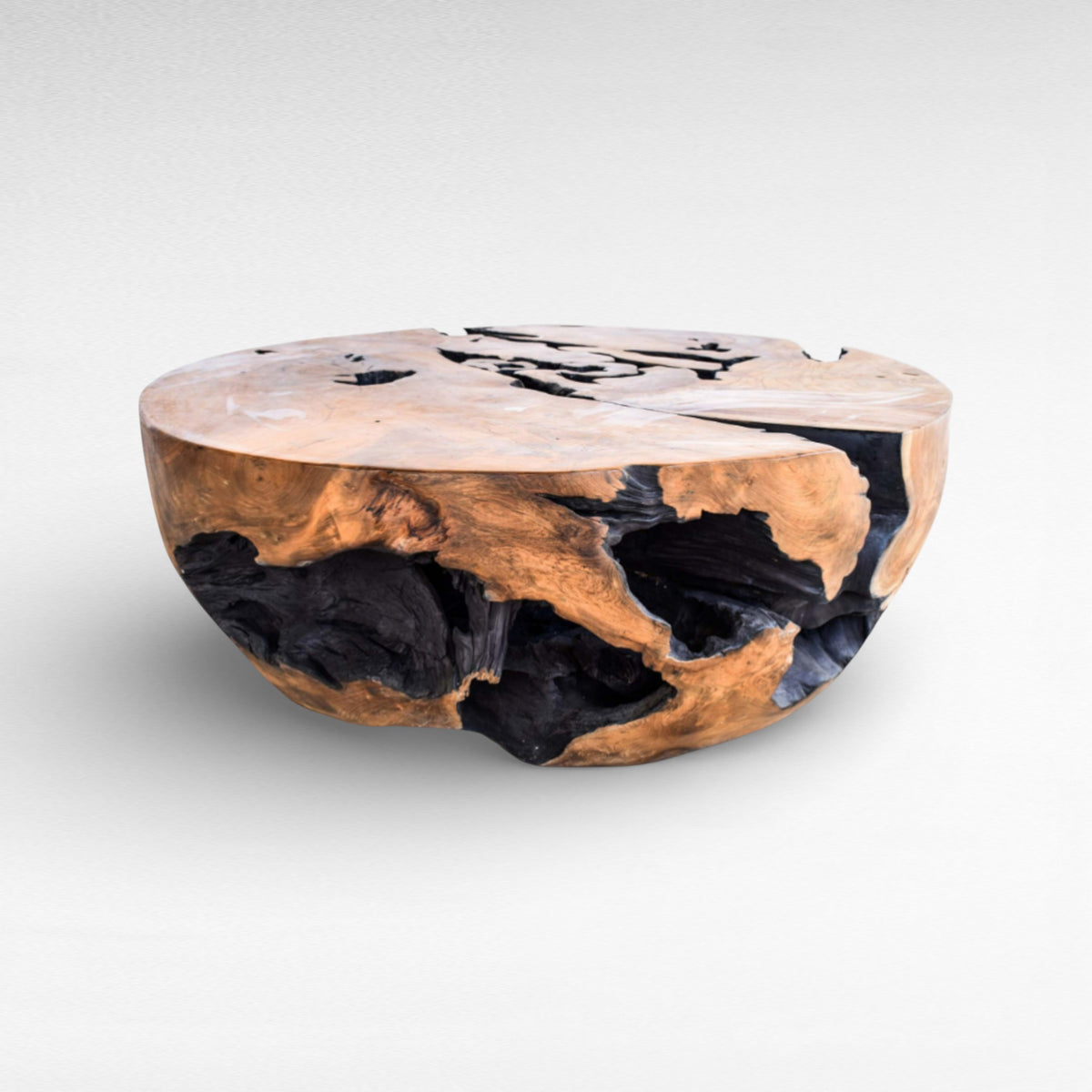 COFFEE TABLE ROUND HALF BALL NATURAL & BLACK W120 |D120 |H45 cm