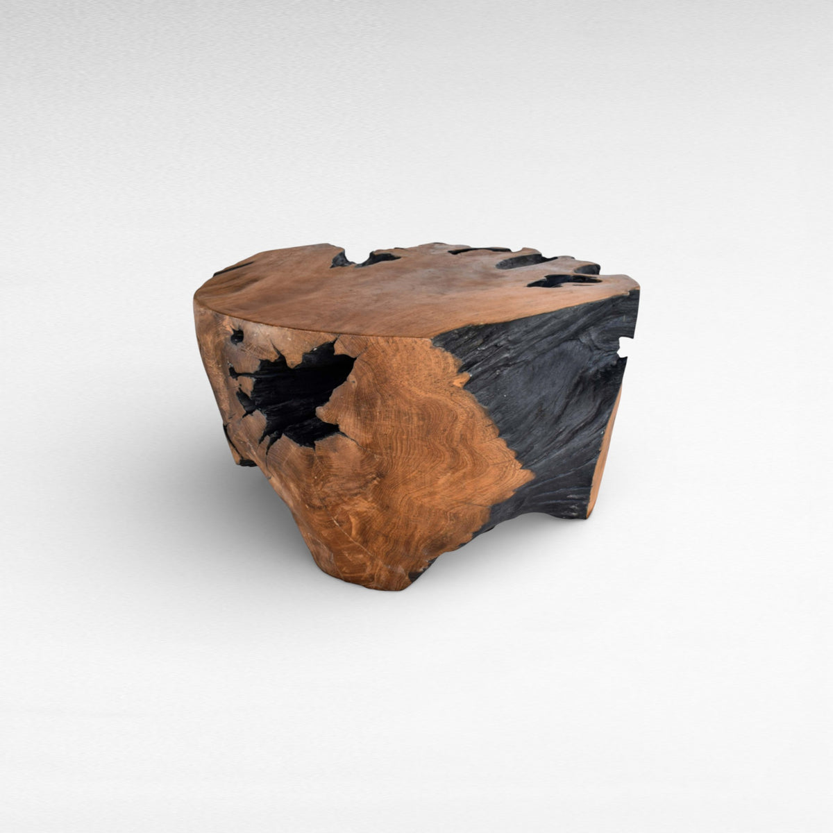 COFFEE TABLE ROUND HALF BALL NATURAL & BLACK W90 |D90 |H45 cm
