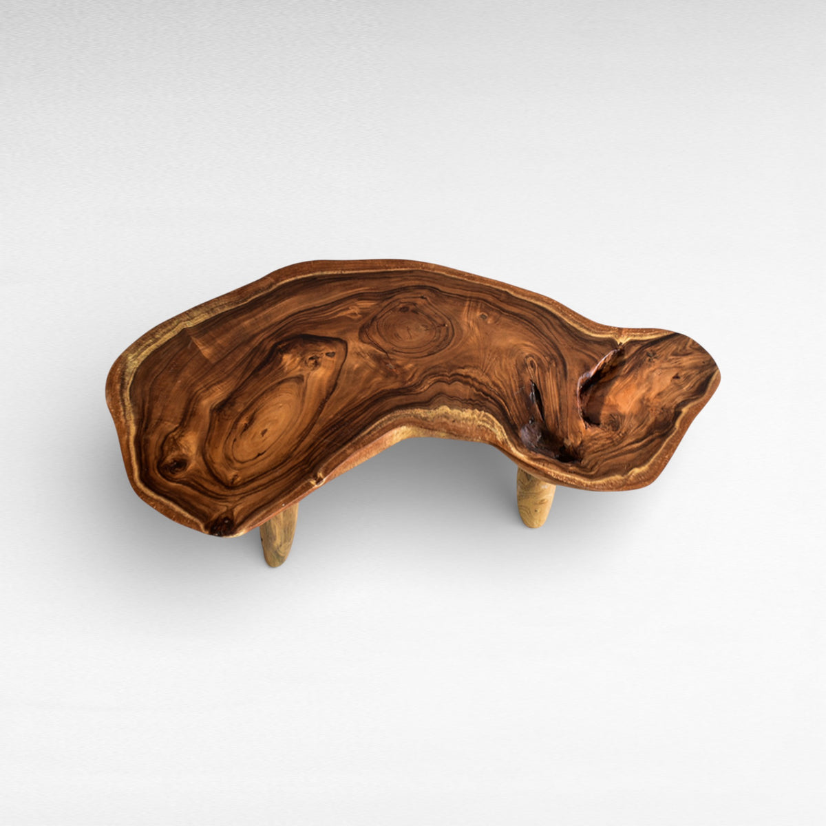 SUAR WOOD COFFEE TABLE W/ GLASS