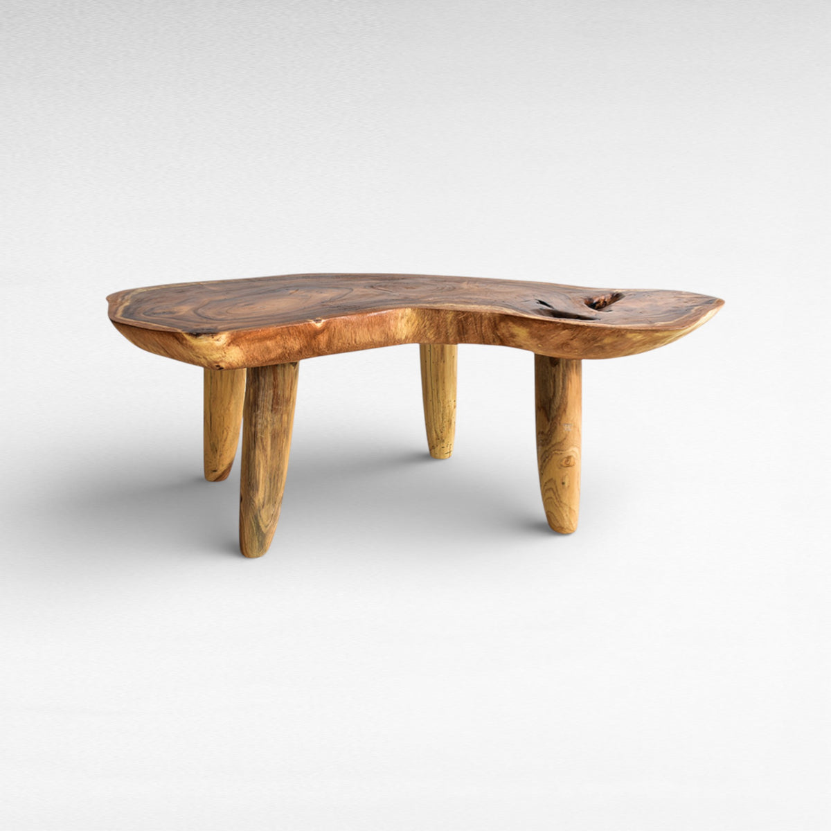 SUAR WOOD COFFEE TABLE W/ GLASS