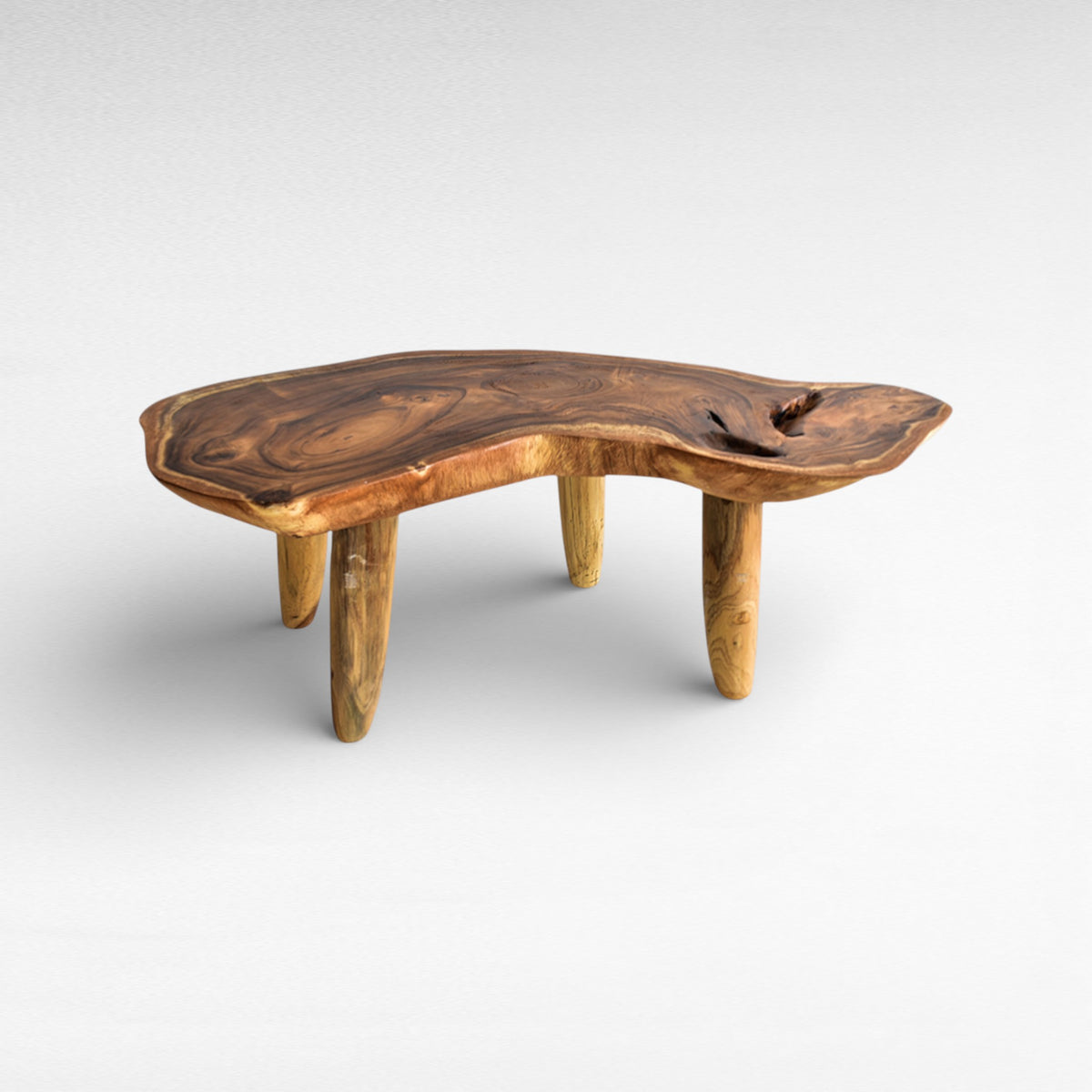 SUAR WOOD COFFEE TABLE W/ GLASS