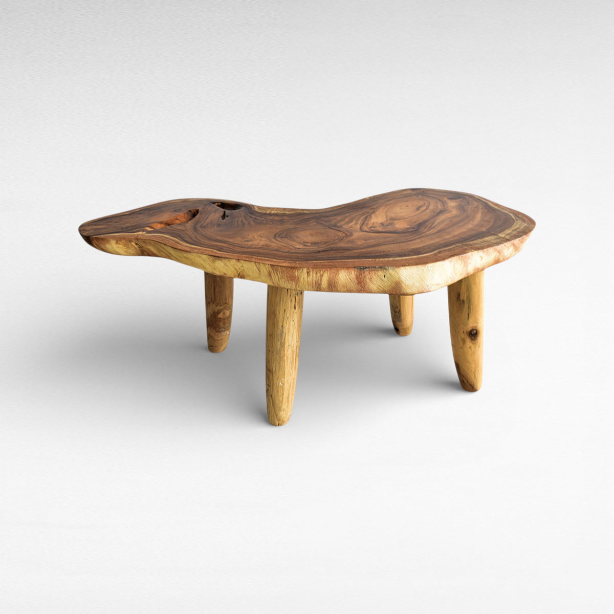 SUAR WOOD COFFEE TABLE W/ GLASS